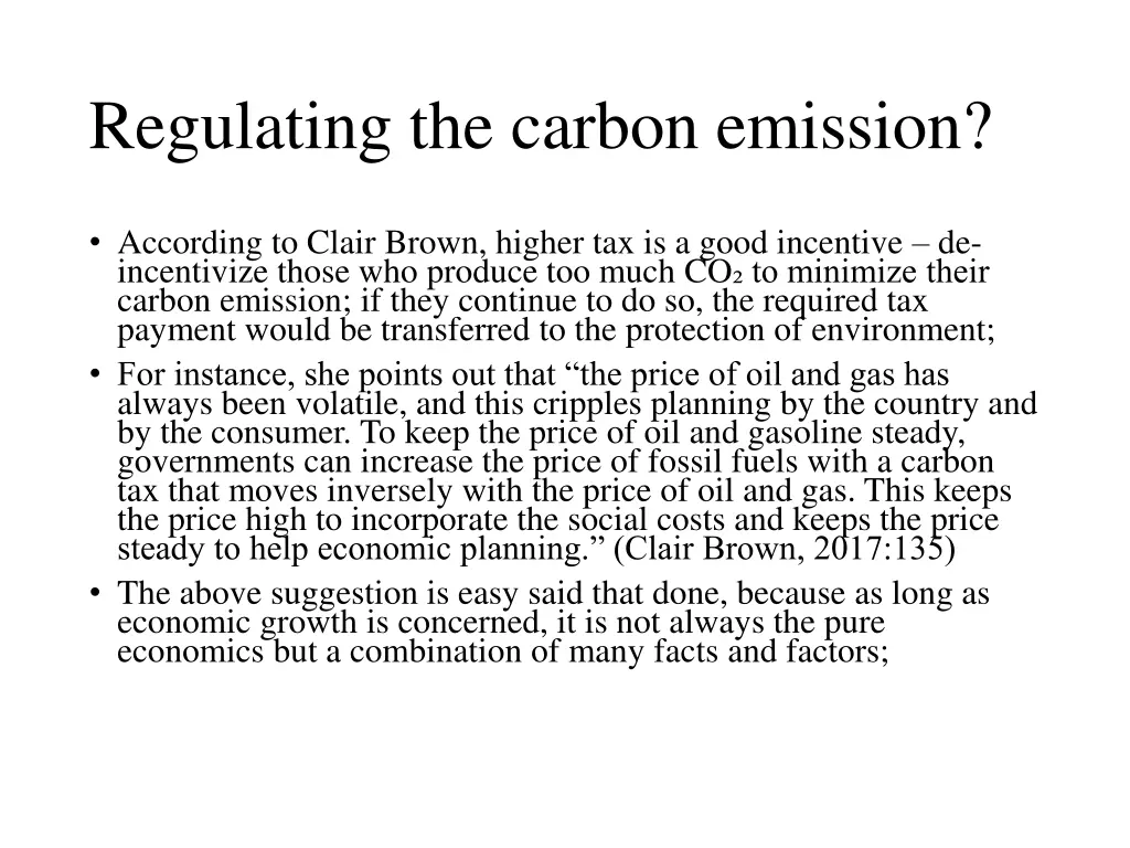 regulating the carbon emission