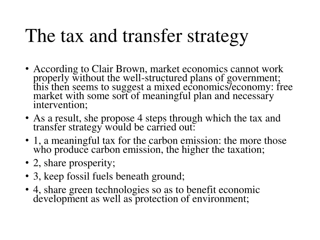 the tax and transfer strategy