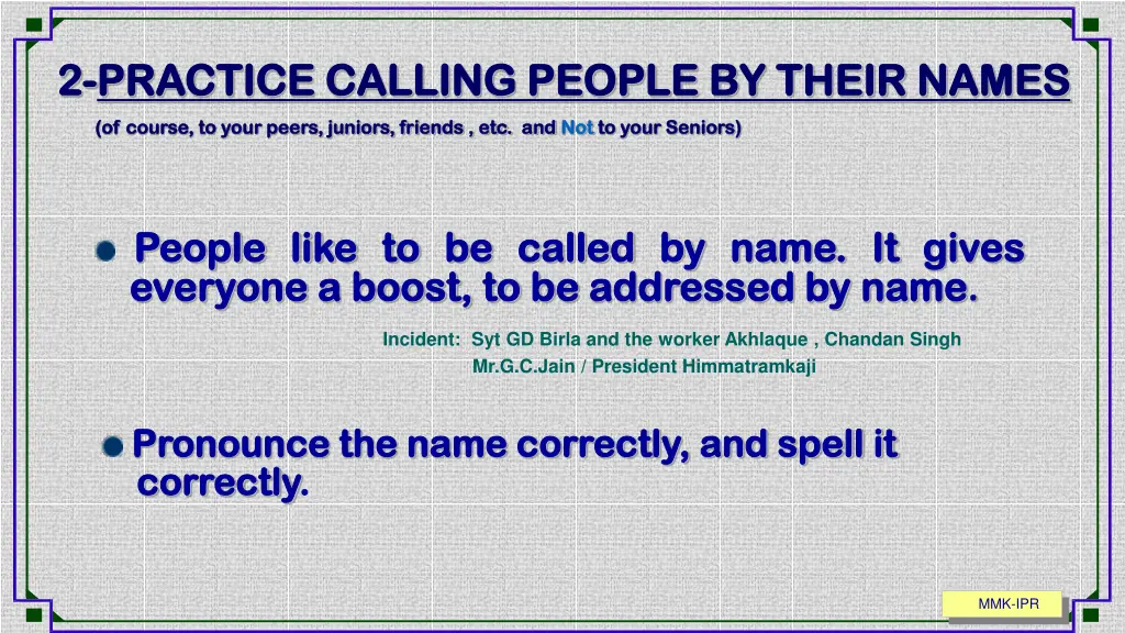 2 2 practice calling people by their names