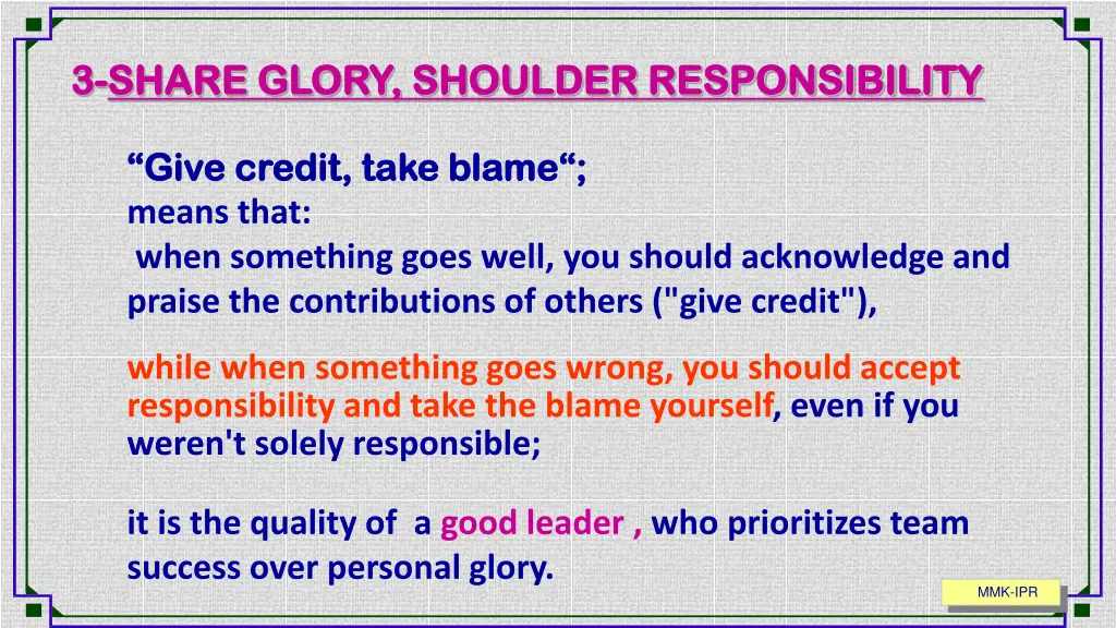 3 3 share glory shoulder responsibility share