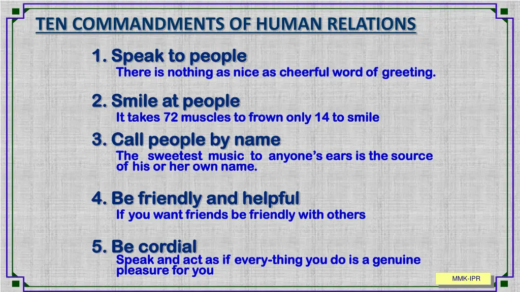 ten commandments of human relations