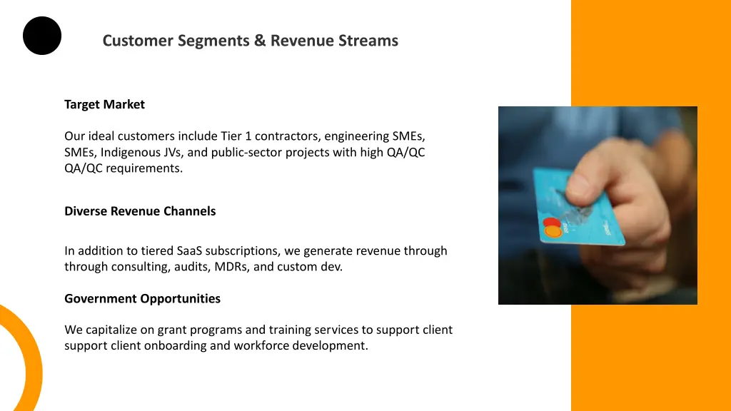 customer segments revenue streams
