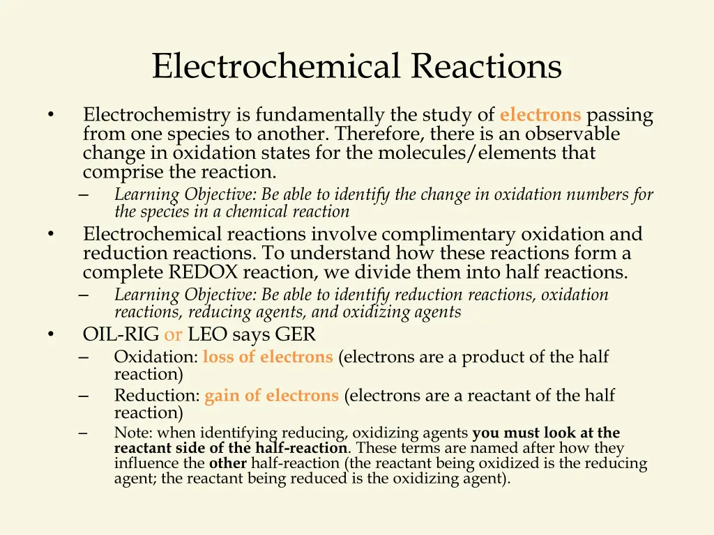 electrochemical reactions
