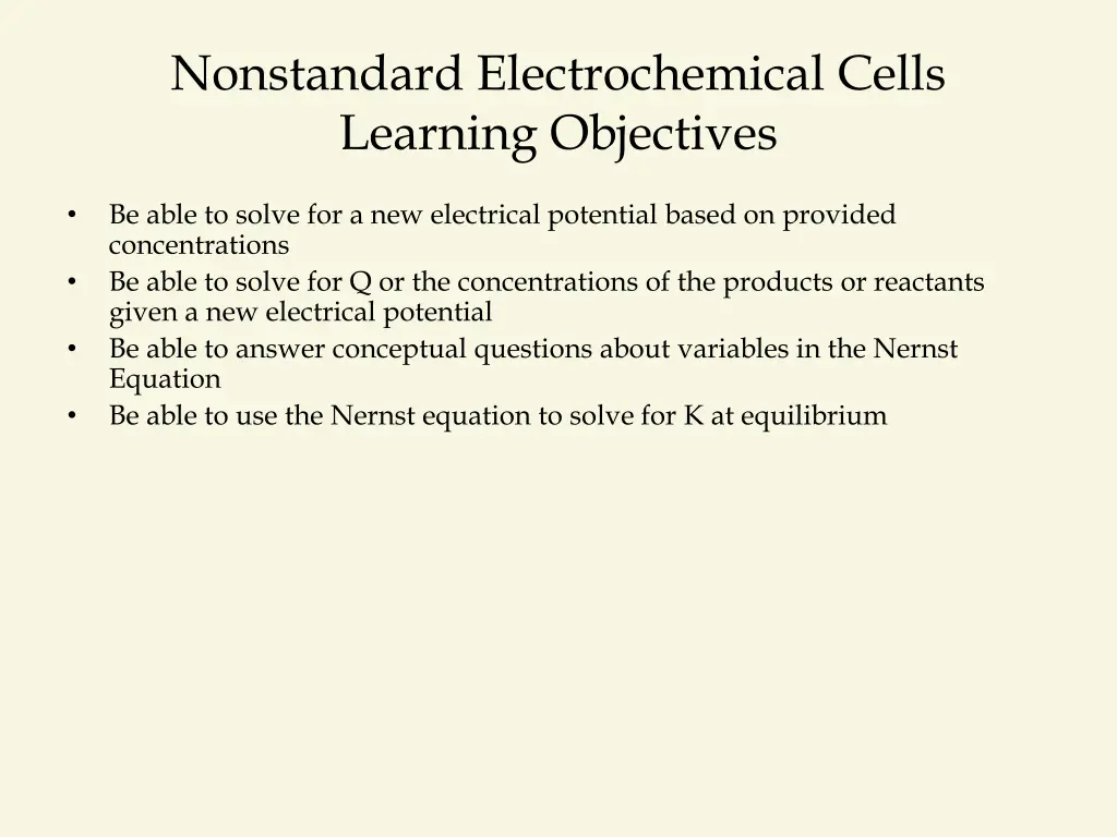 nonstandard electrochemical cells learning