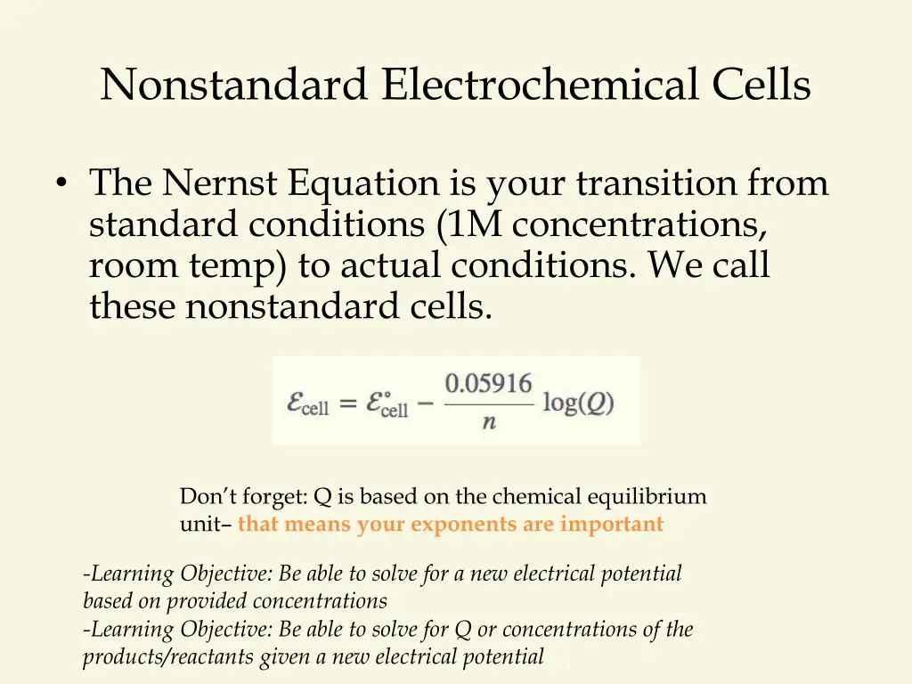 nonstandard electrochemical cells