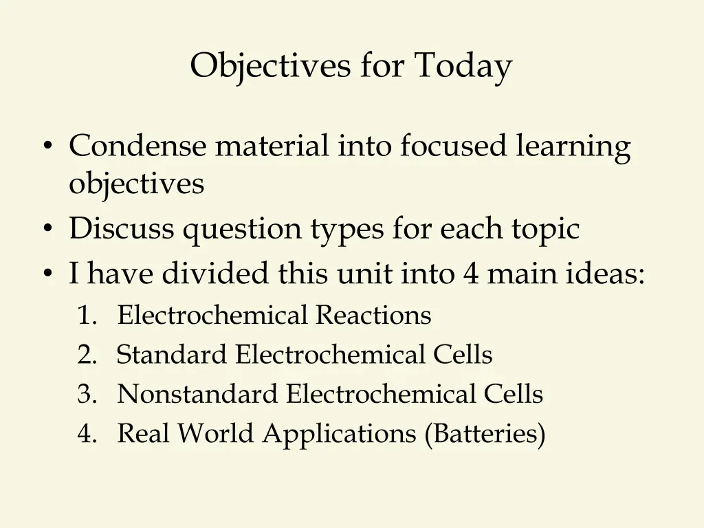 objectives for today