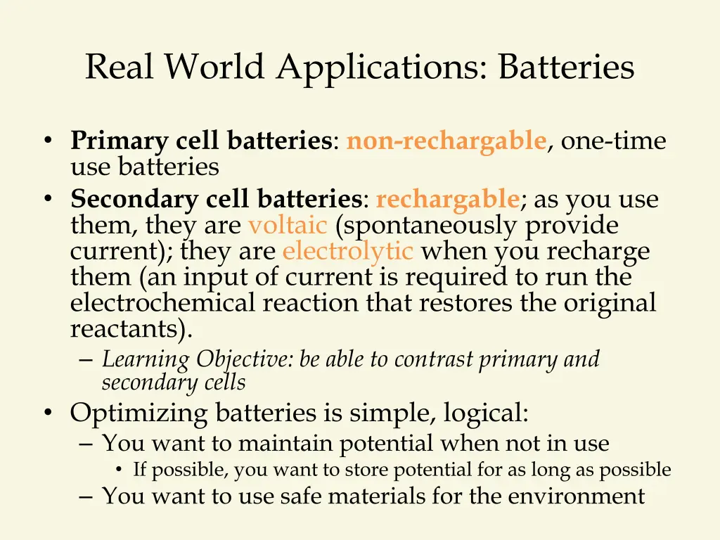 real world applications batteries