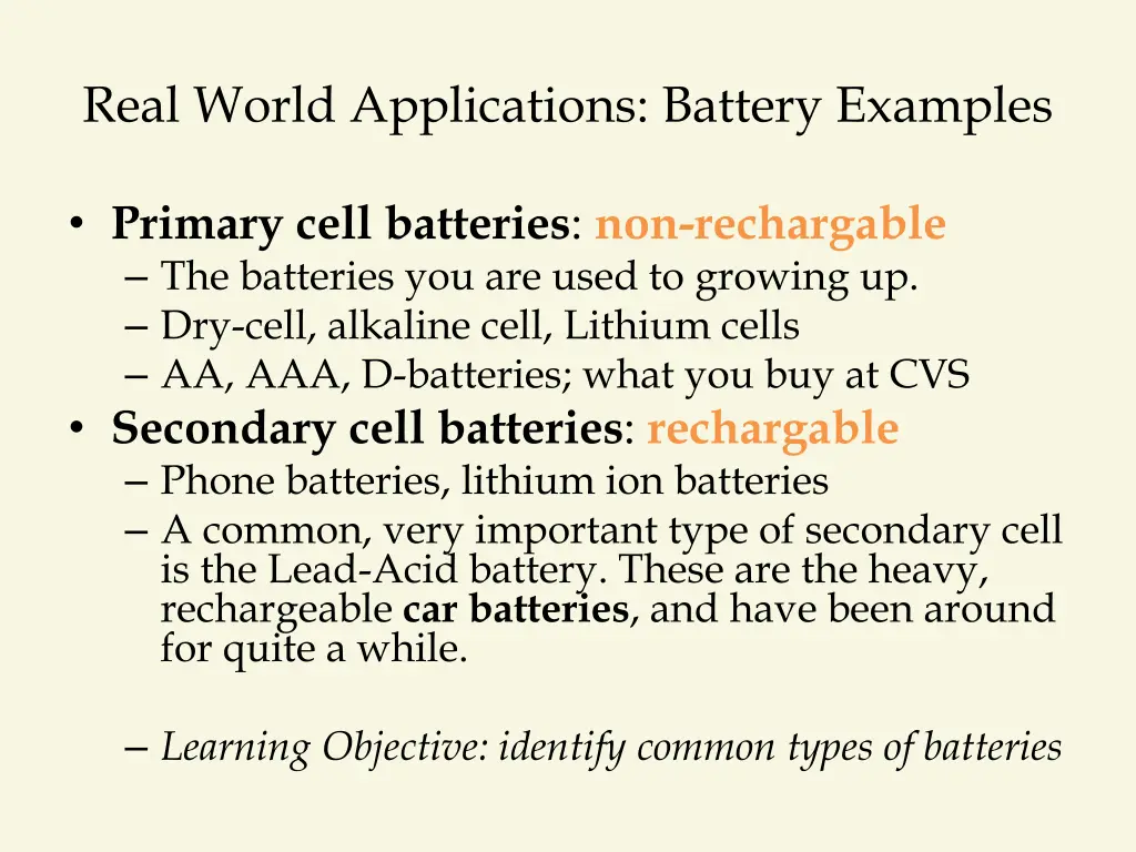 real world applications battery examples
