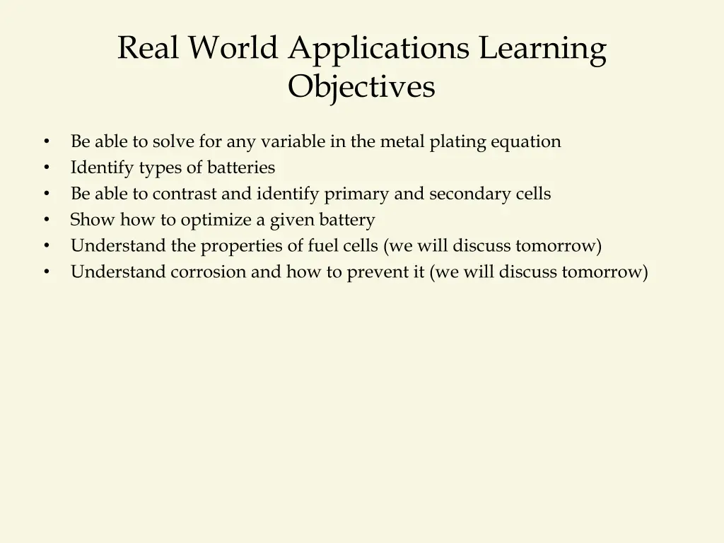 real world applications learning objectives