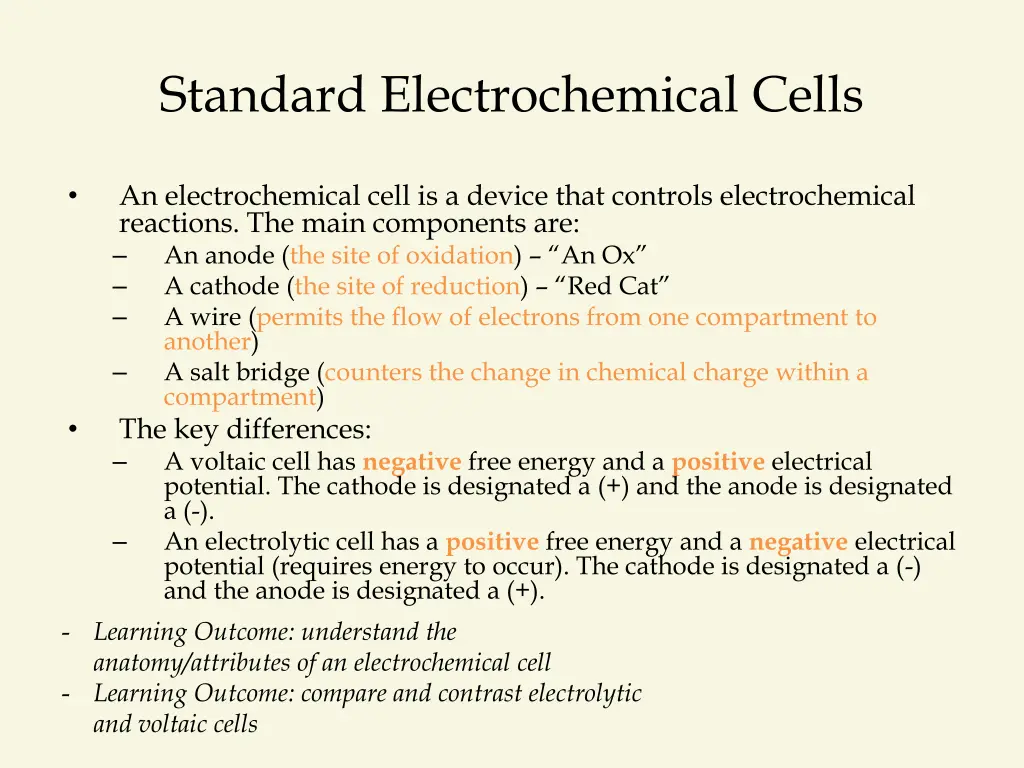 standard electrochemical cells