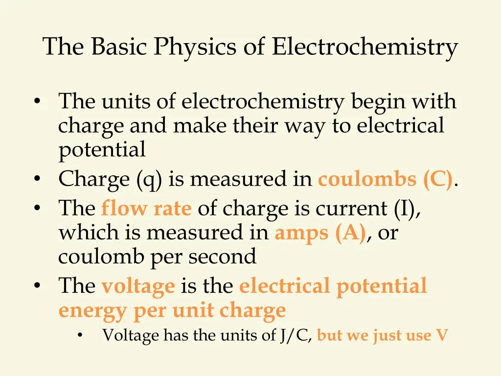 the basic physics of electrochemistry