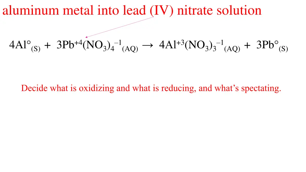 aluminum metal into lead iv nitrate solution 2