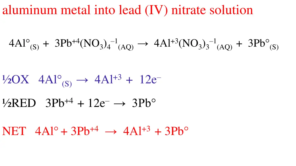 aluminum metal into lead iv nitrate solution 4