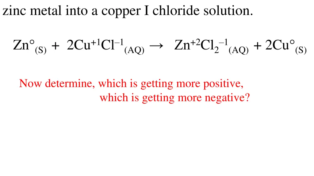 zinc metal into a copper i chloride solution 2