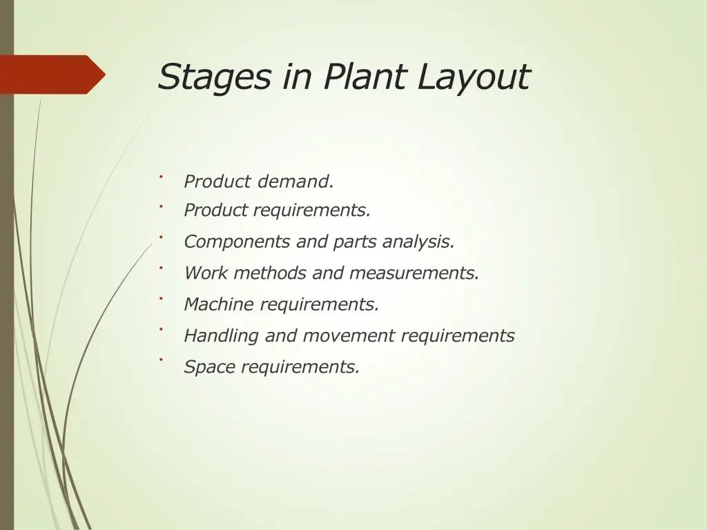 stages in plant layout