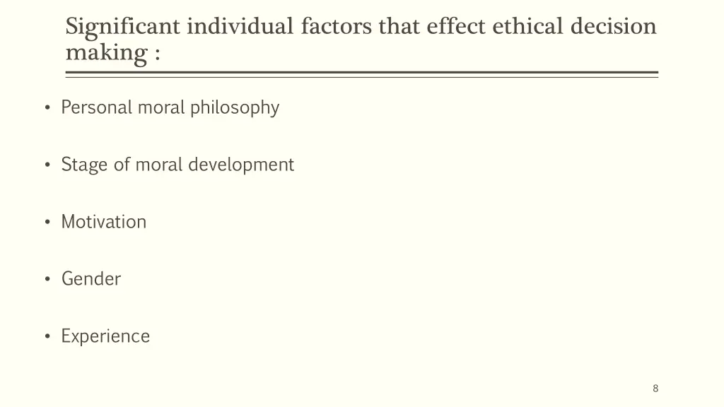 significant individual factors that effect