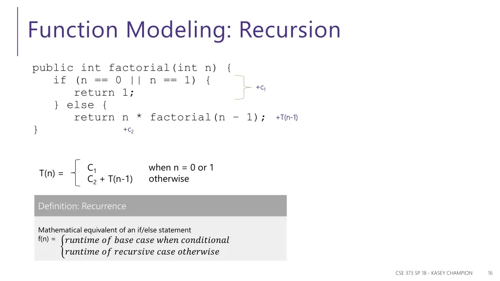 function modeling recursion