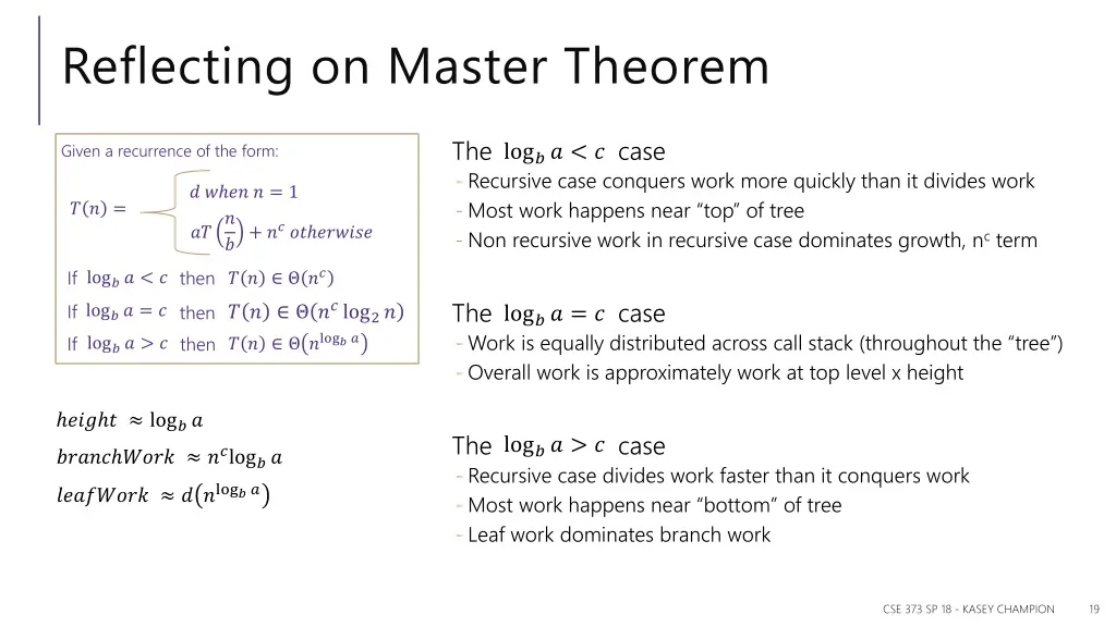 reflecting on master theorem