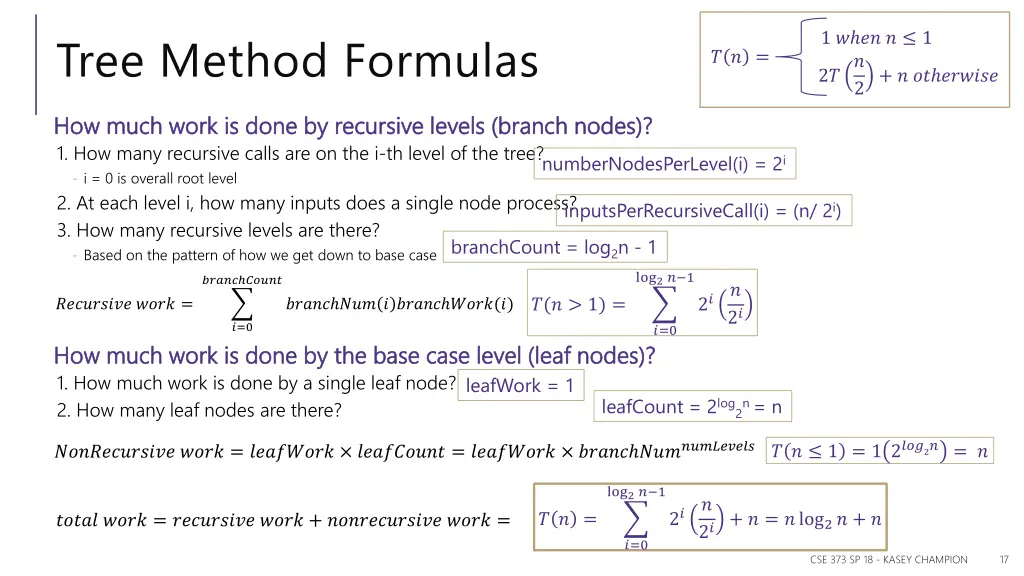 tree method formulas