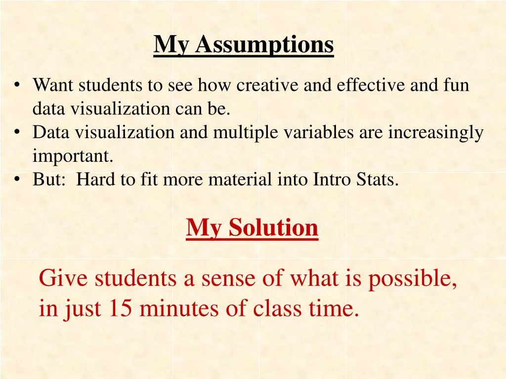 my assumptions