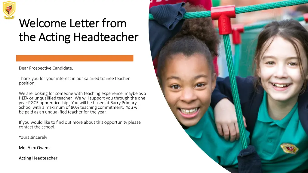welcome letter from welcome letter from