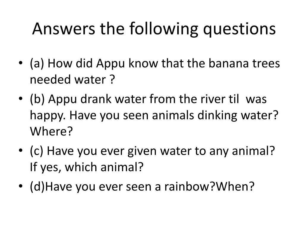 answers the following questions