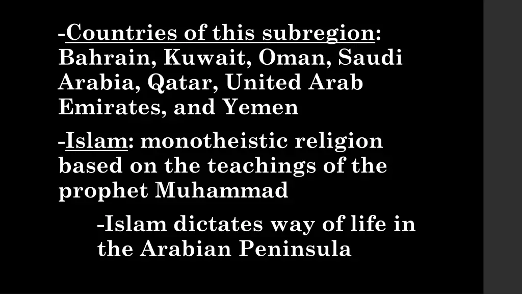 countries of this subregion bahrain kuwait oman