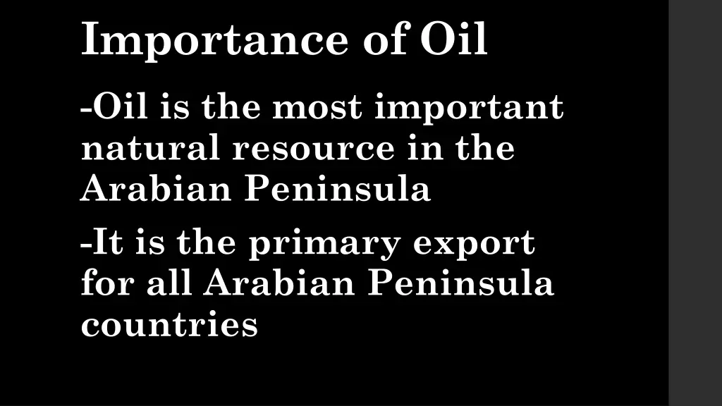 importance of oil