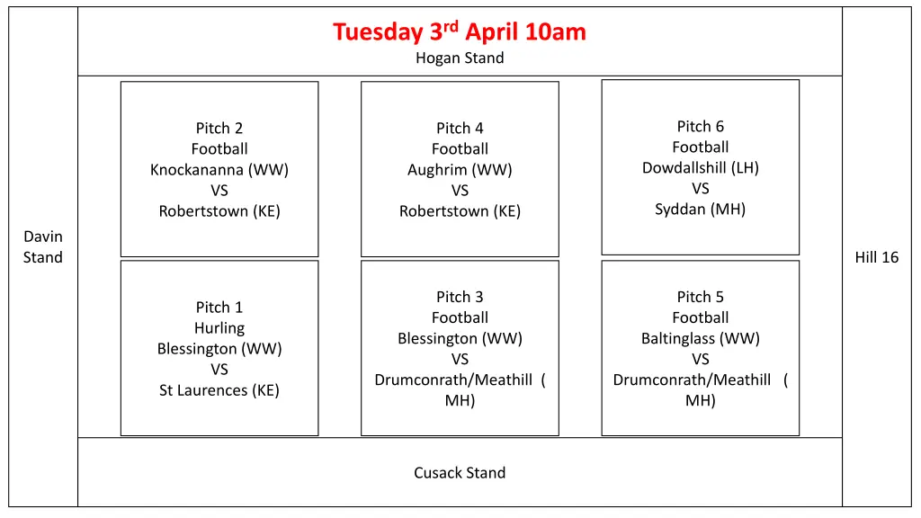 tuesday 3 rd april 10am hogan stand