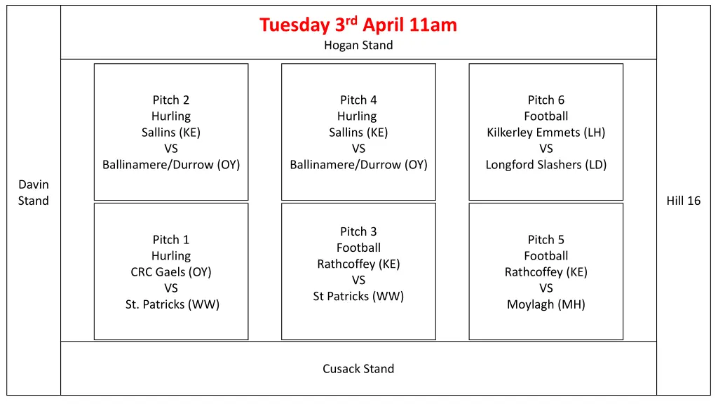 tuesday 3 rd april 11am hogan stand