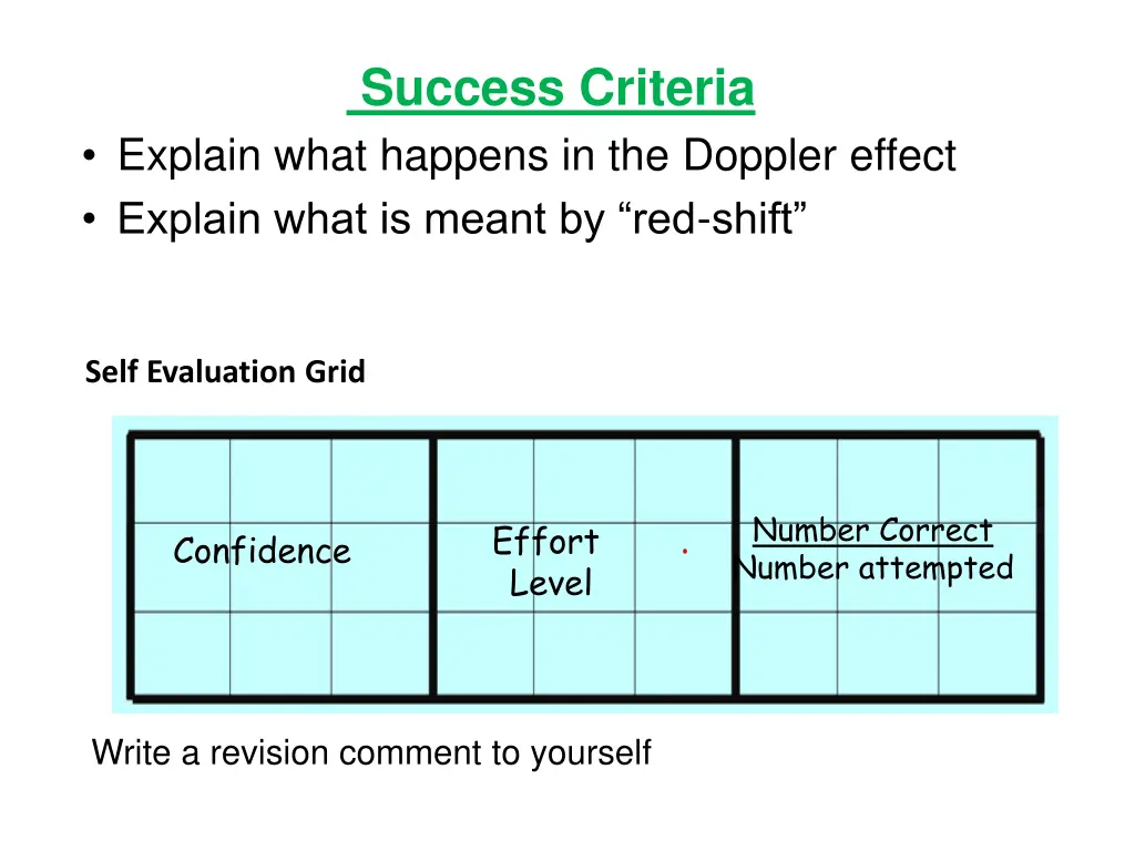 success criteria 2
