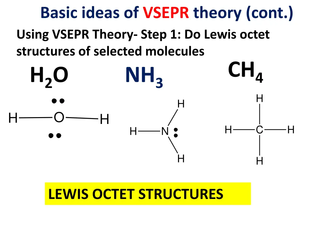 basic ideas of vsepr theory cont using vsepr