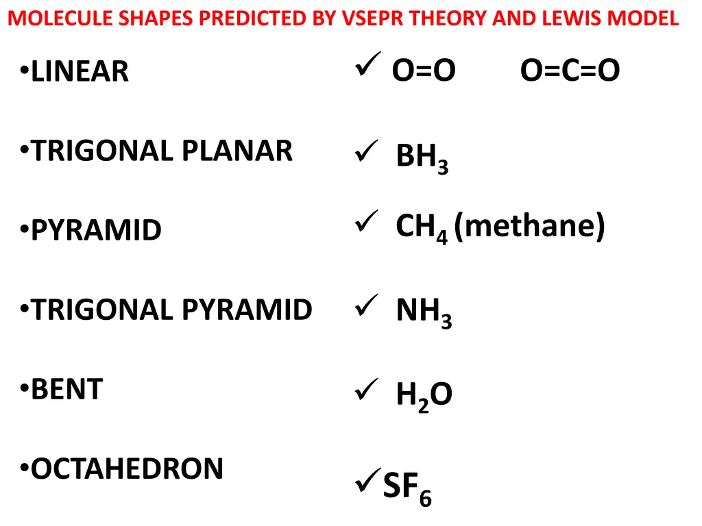 molecule shapes predicted by vsepr theory