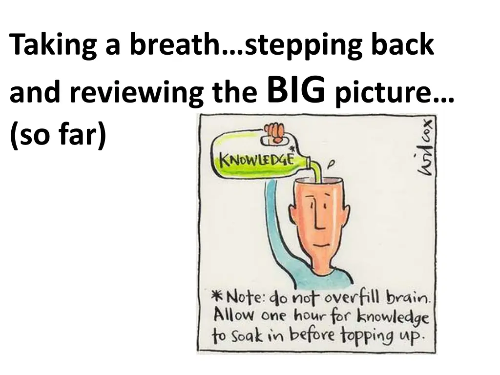 taking a breath stepping back and reviewing