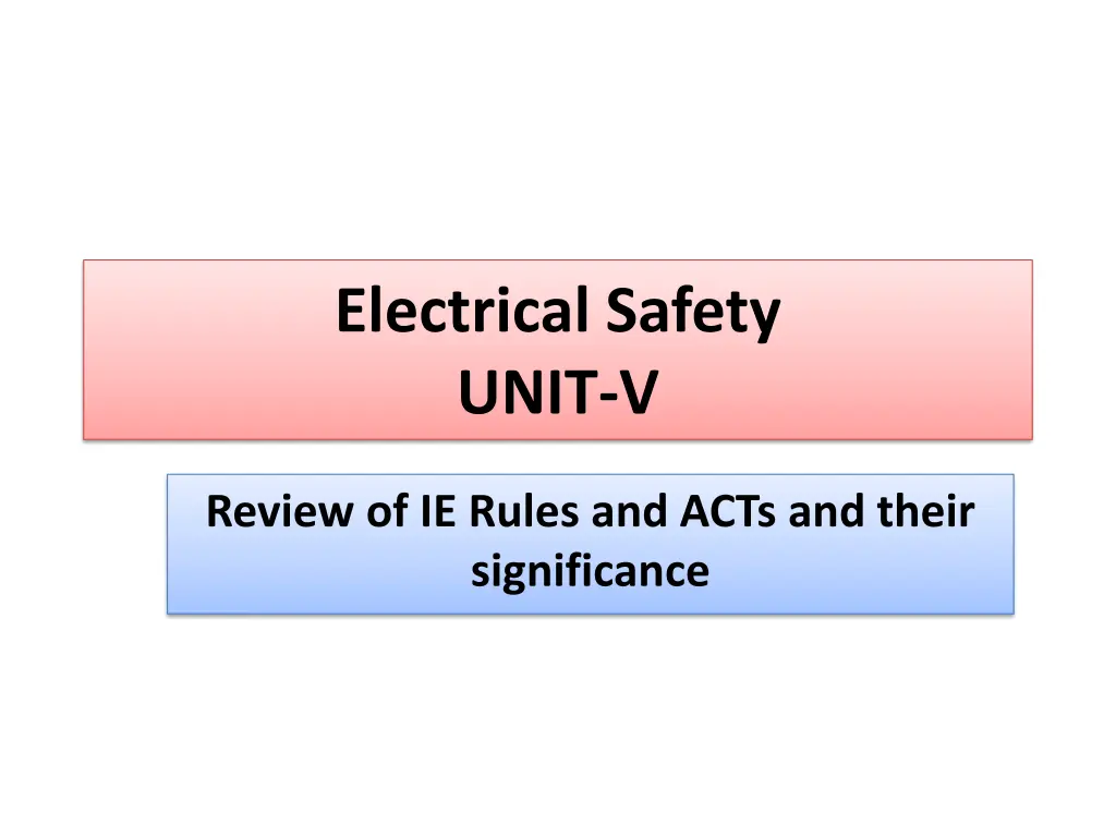 electrical safety unit v