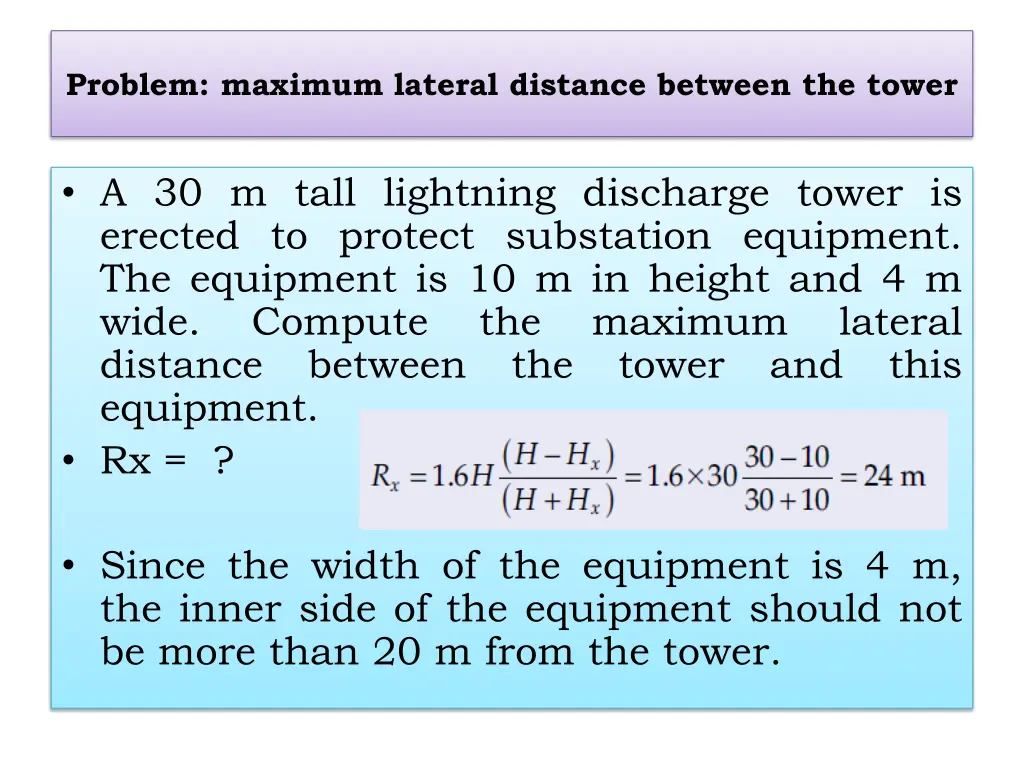 problem maximum lateral distance between the tower