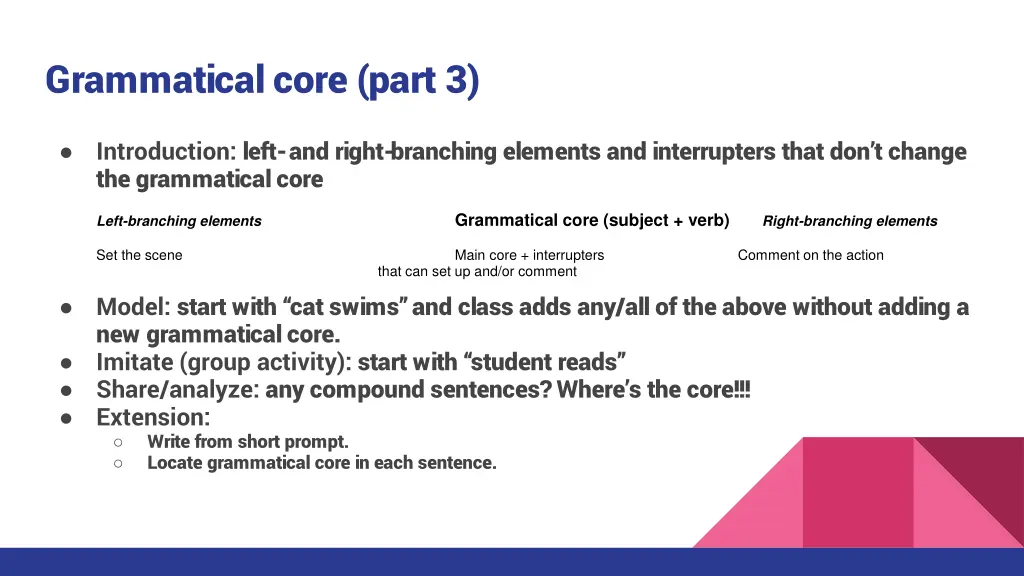 grammatical core part 3