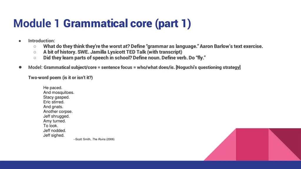 module 1 grammatical core part 1