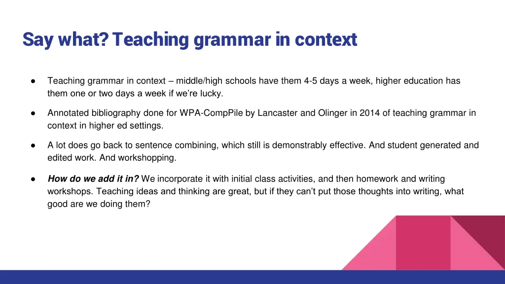 say what teaching grammar in context