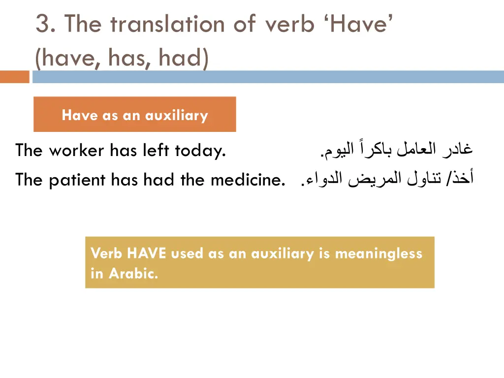 3 the translation of verb have have has had
