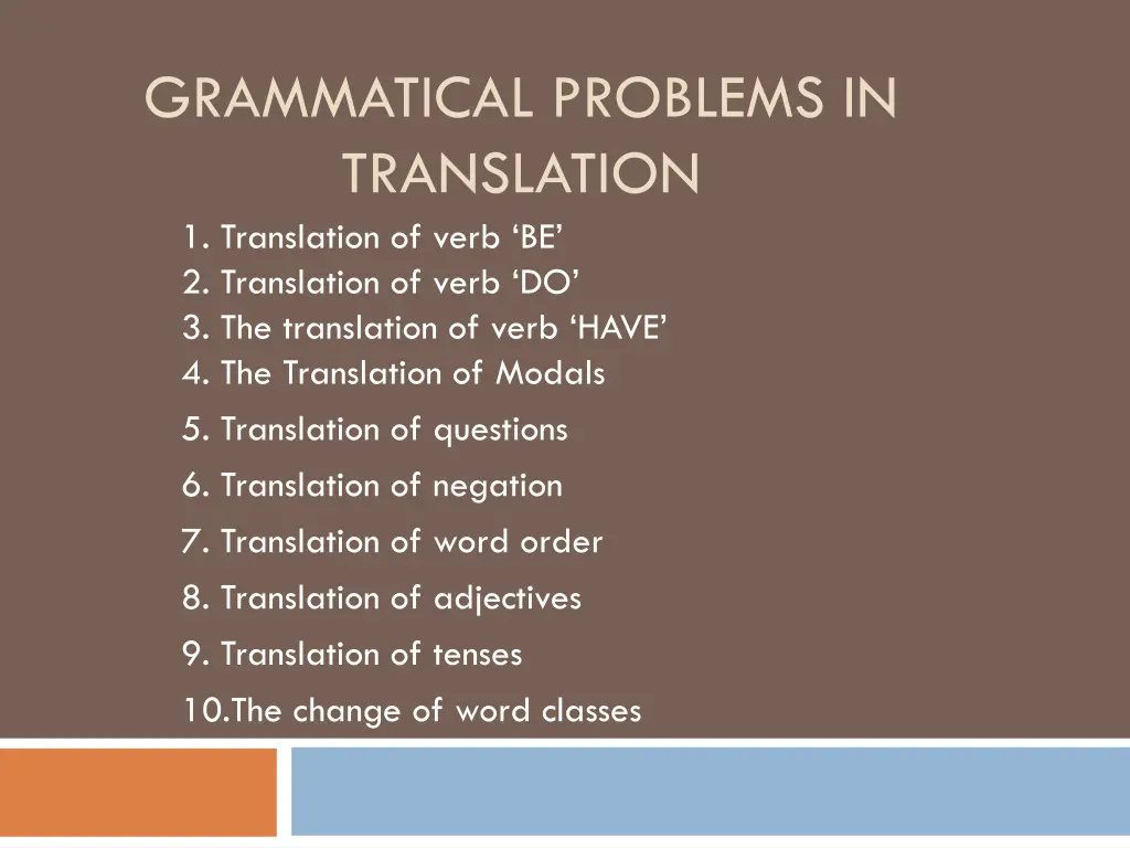grammatical problems in translation 1 translation