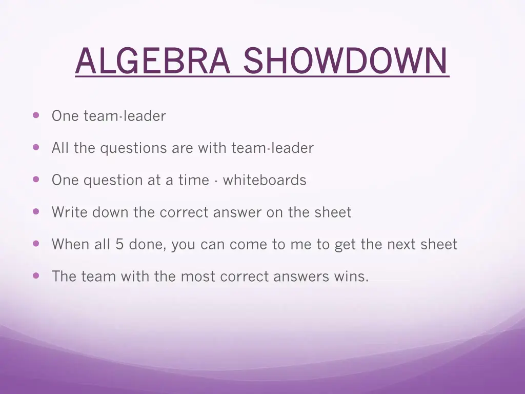 algebra showdown algebra showdown