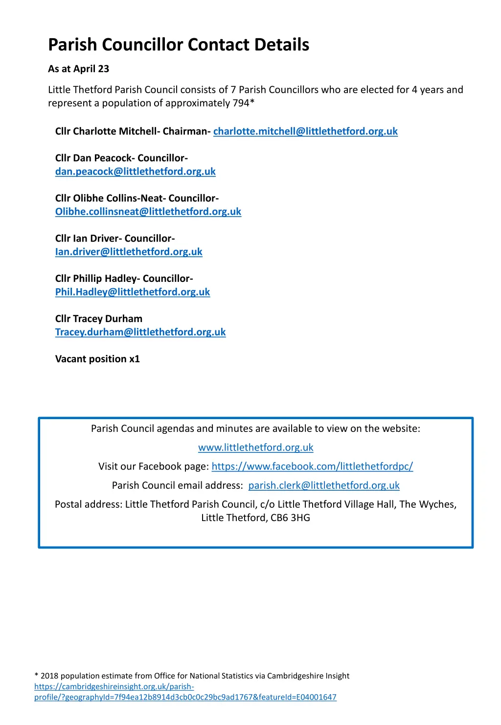 parish councillor contact details
