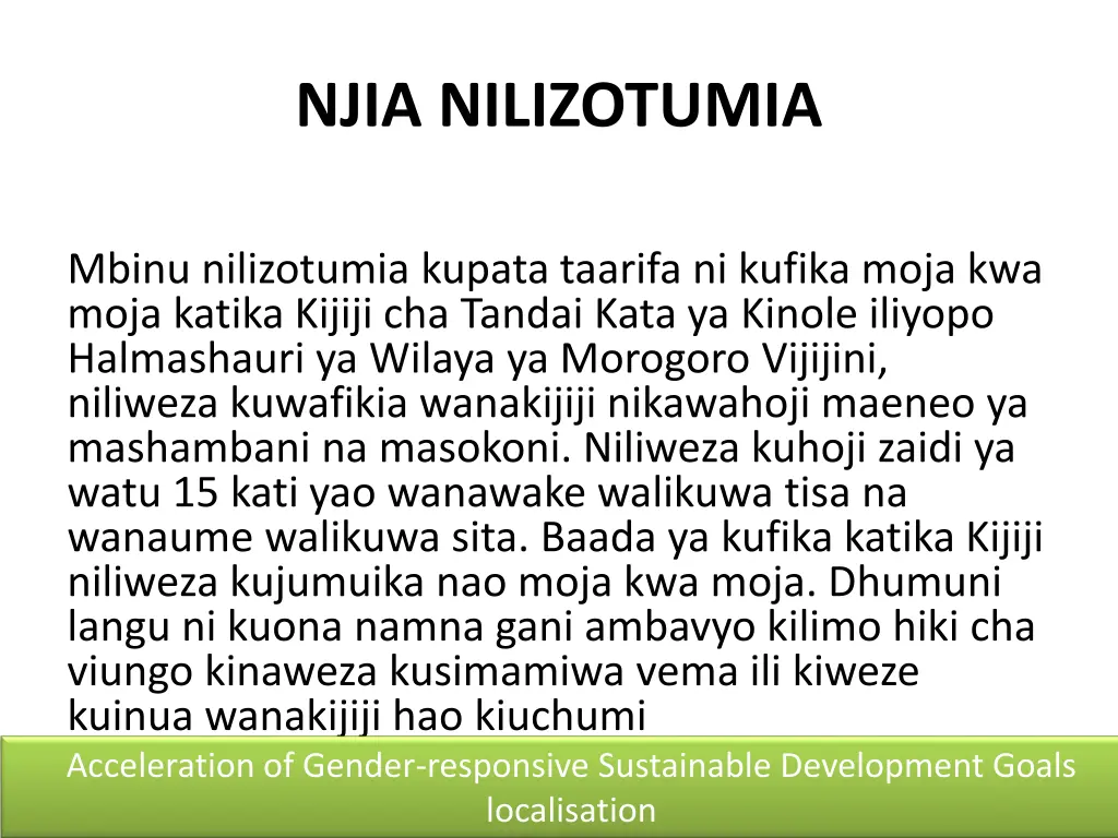 njia nilizotumia