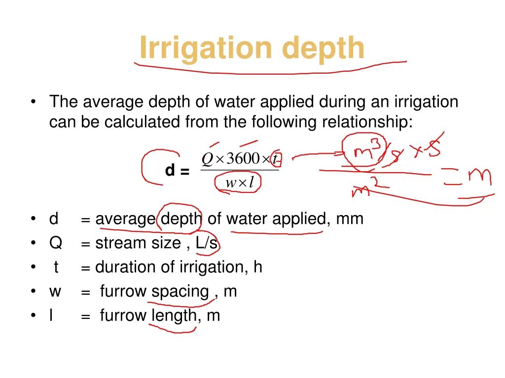 irrigation depth