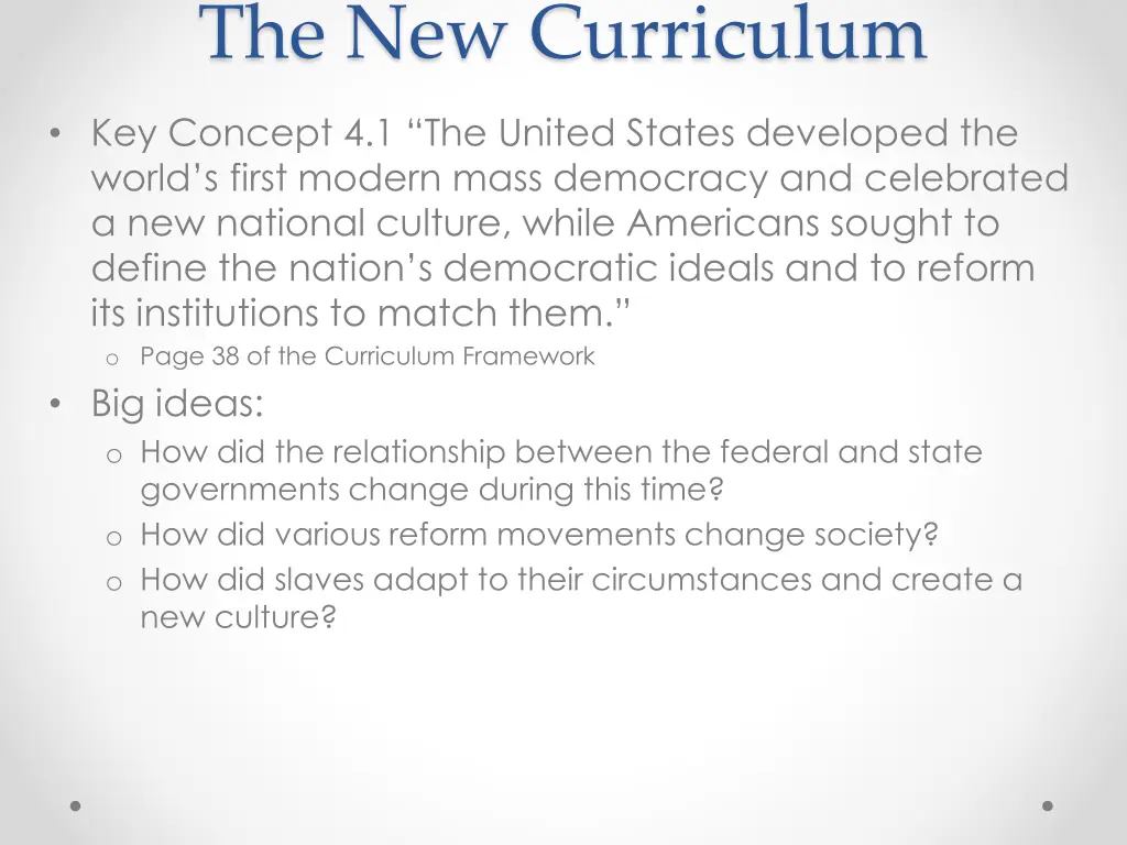 the new curriculum