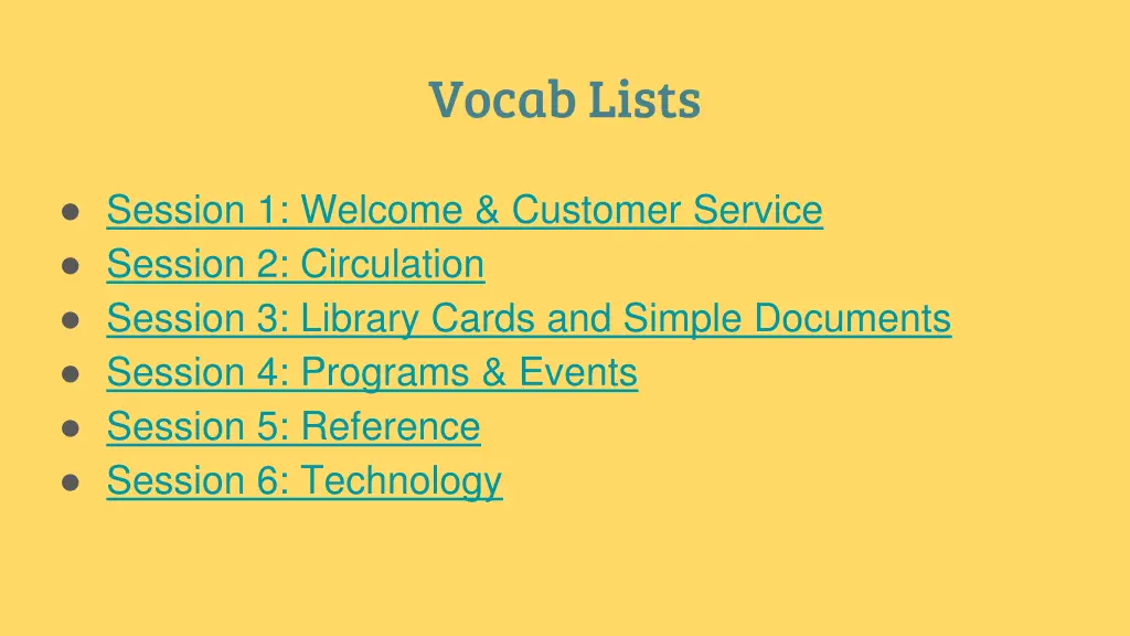vocab lists