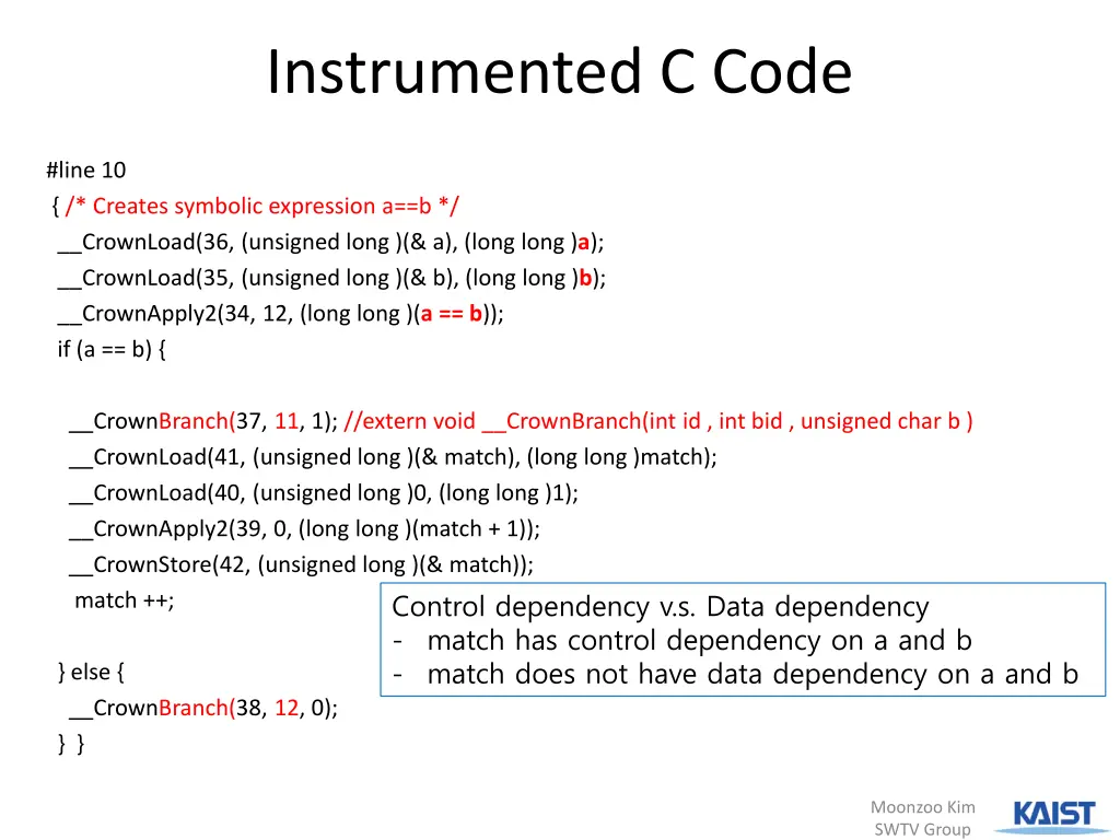 instrumented c code
