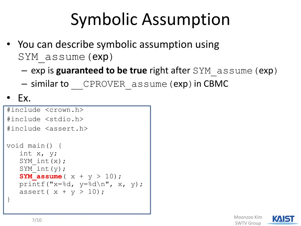 symbolic assumption