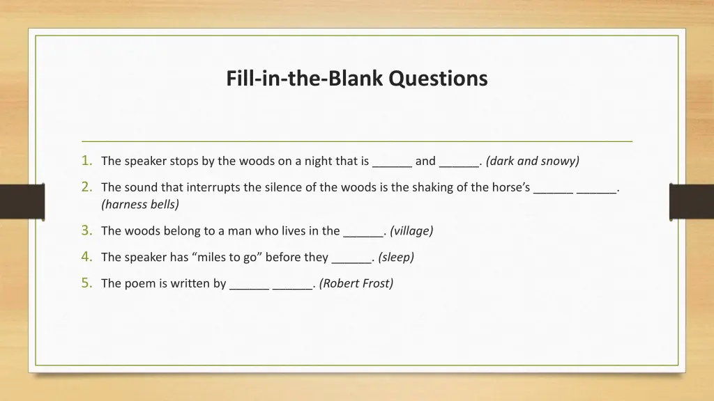 fill in the blank questions